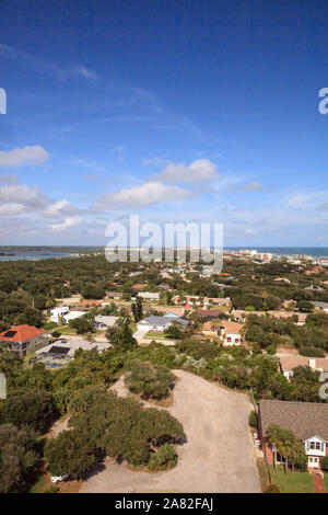 Vista aerea del litorale di New Smyrna Beach e Ponce de Leon ingresso nella Florida Centrale. Foto Stock