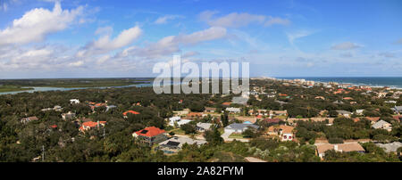 Vista aerea del litorale di New Smyrna Beach e Ponce de Leon ingresso nella Florida Centrale. Foto Stock