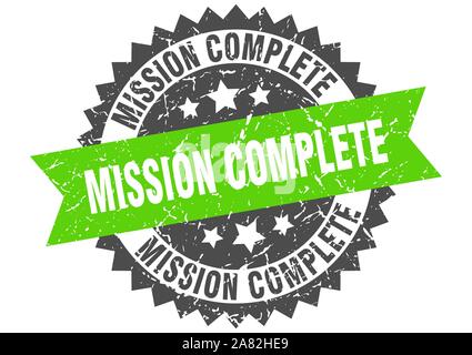 Missione completa timbro grunge con fascia verde. missione completa Illustrazione Vettoriale