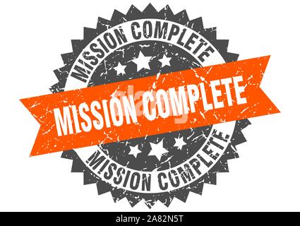 Missione completa timbro grunge con banda arancione. missione completa Illustrazione Vettoriale