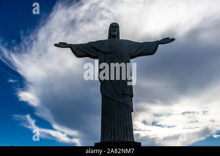 Cristo Redentore Statua in Rio de Janeiro,Cristo Redentor, Statua di Gesù il Brasile, statue in Sud America,nuove sette meraviglie del mondo,Gesù Foto Stock