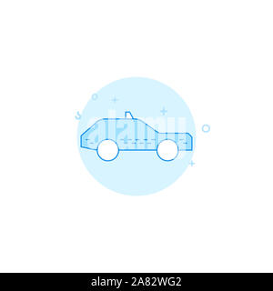 Taxi auto icona. Figura piana. Riempite lo stile della linea. Blue design monocromatico. Foto Stock