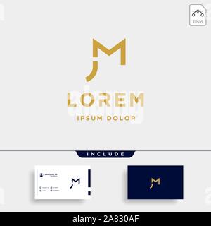 Lettera JM MJ M J Monogram Logo Design Minimal Illustrazione Vettoriale