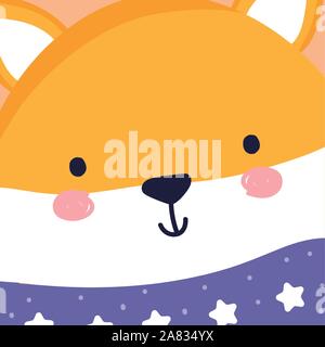 Merry Christmas celebration carino testa fox indossa un maglione illustrazione vettoriale Illustrazione Vettoriale