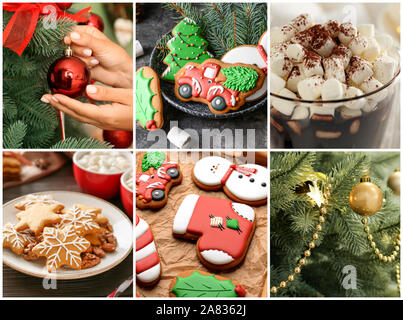 Collage con bellissime foto di Natale Foto Stock