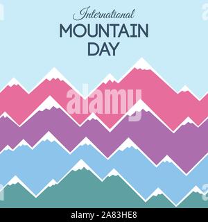 Montagne di colore seamless pattern. Biglietto di auguri. International Mountain giorno. Le creste delle montagne in stile geometrico. Design piatto. Sullo sfondo del paesaggio. Illustrazione Vettoriale