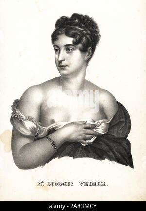 Mlle. Marguerite Georges o Marguerite-Josephine Veimer, attrice francese famoso per la sua vicenda con Napoleone. Dopo un dipinto da Francois Gerard. Litografia da Karl Joseph Brodtmann da Heinrich Rudolf Schinz illustrato della Storia Naturale di uomini e animali, 1836. Foto Stock