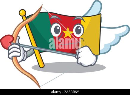 Bandiera Camerun cartoon in carattere cupido forma Illustrazione Vettoriale