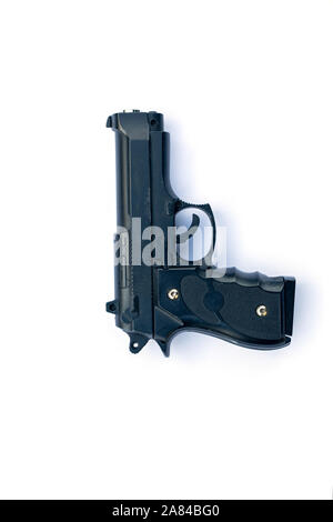 Black pistola gun isolato su uno sfondo bianco Foto Stock