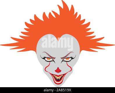 Cartoon creepy male faccia da clown per la festa di Halloween. Illustrazione Vettoriale