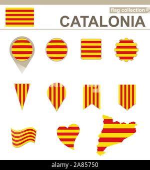 Bandiera della Catalogna raccolta, 12 versioni Illustrazione Vettoriale