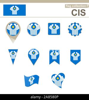 Bandiera CIS raccolta, 12 versioni Illustrazione Vettoriale