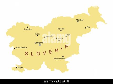 La Slovenia mappa città Illustrazione Vettoriale