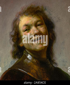 Rembrandt van Rijn, Rembrandt ridendo, pittura dettaglio, circa 1628 Foto Stock