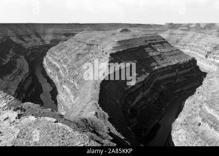 Fluss San Juan, Dreifacher Mäander, Utah, 1960er. Il fiume San Juan, Triple meandro, Utah, 1960s. Foto Stock