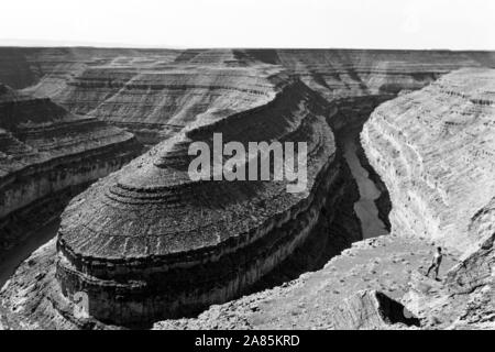 Fluss San Juan, Dreifacher Mäander, Utah, 1960er. Il fiume San Juan, Triple meandro, Utah, 1960s. Foto Stock