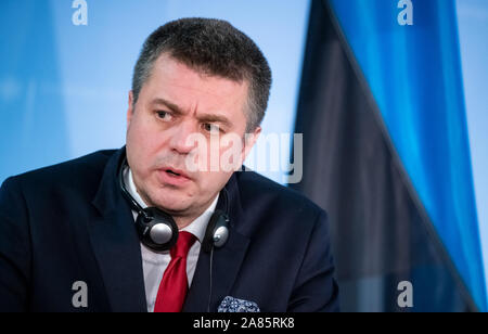 Berlino, Germania. 6 Nov, 2019. Urmas REINSALU ha, in Estonia il Ministro degli esteri ha parlato a una conferenza stampa con il Ministro degli Esteri Maas dopo i suoi colloqui presso il Foreign Office. Credito: Bernd von Jutrczenka/dpa/Alamy Live News Foto Stock