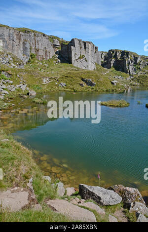 In disuso cava di granito a Foggintor su Dartmoor Foto Stock