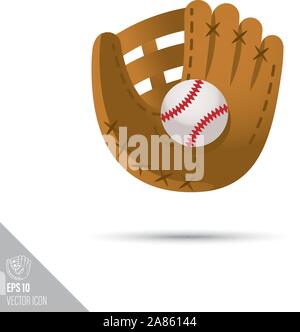 Stile liscio Guanto baseball e la sfera e la relativa icona. Attrezzature sportive illustrazione vettoriale. Illustrazione Vettoriale