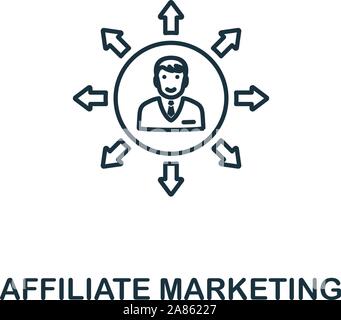 Il marketing di affiliazione icona di stile di contorno. Linea sottile creative Affiliate Marketing icona per logo, graphic design e molto di più Illustrazione Vettoriale