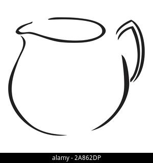 Bianco e nero semplice brocca su sfondo bianco Illustrazione Vettoriale