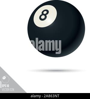 Stile liscio biliardo palla otto icona. Attrezzature sportive illustrazione vettoriale. Illustrazione Vettoriale