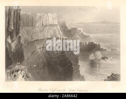 Testa Pleaskin, vicino Il Selciato del gigante, nella contea di Antrim. L'Irlanda Ulster 1843 Foto Stock
