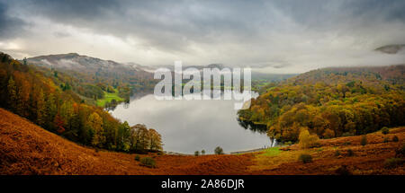 Vista panoramica di Grasmere nel Distretto del Lago, REGNO UNITO Foto Stock