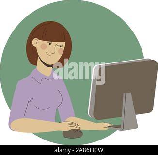 Ragazza freelance che lavorano a casa office web Illustrazione Vettoriale