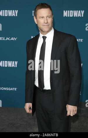 November 5, 2019, Westwood, CA, Stati Uniti d'America: LOS ANGELES - Nov 5: Aaron Eckhart al ''Midway'' Premiere presso il Villaggio Theatre il 5 novembre 2019 a Westwood, CA (credito Immagine: © Kay Blake/ZUMA filo) Foto Stock