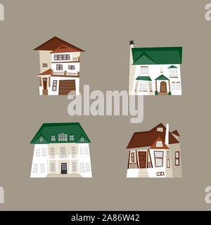 Luxury house illustrazione vettoriale icona impostare Illustrazione Vettoriale