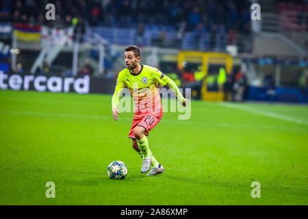 Milano, Italia. 6 Nov, 2019. Bernardo silva (Manchester City)durante il round del Torneo, gruppo C, Atalanta vs Manchester City, Soccer Champions League campionato Gli uomini in Milano, Italia, 06 novembre 2019 - LPS/Fabrizio Carabelli Credito: Fabrizio Carabelli/LP/ZUMA filo/Alamy Live News Foto Stock