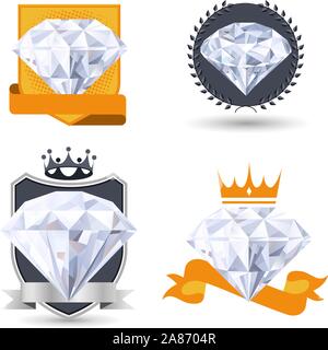 Diamond Set emblema illustrazione vettoriale. Illustrazione Vettoriale