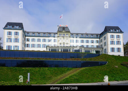 Ginevra, Svizzera - 5 APR 2019- vista esterna del Comitato internazionale della Croce Rossa (CICR o CICR) Headquarters Building, umanitari o Foto Stock
