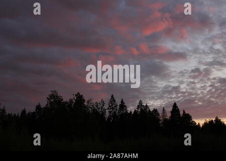 Serata colorata cielo sopra Mellerud, Svezia. Foto Stock