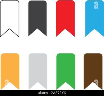 Segnalibro, icona su sfondo bianco bookmark segno. tipo piatto. nastro segnalibro segno. illustrazione vettoriale. Impostare un segnalibro icona simbolo. Illustrazione Vettoriale