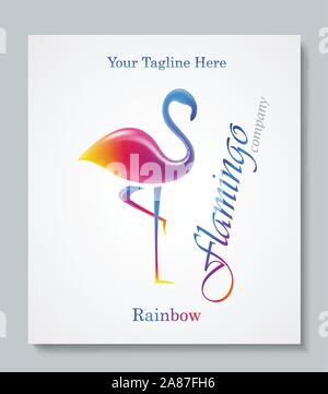 Immagine di lusso logo arcobaleno Flamingo. Business Design per spa, classe di yoga, hotel e resort. Illusration vettore Illustrazione Vettoriale