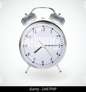 Metallo orologio sveglia. Vettore. Illustrazione Vettoriale