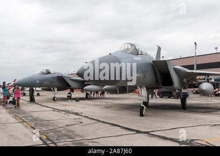 YPSILANTI, Michigan / STATI UNITI D'America - 26 agosto 2018: Una United States Air Force F-15 Eagle al 2018 Thunder su airshow Michigan. Foto Stock