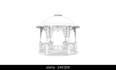 3D rendering di un vuoto gazebo isolato in bianco di sfondo per studio Foto Stock