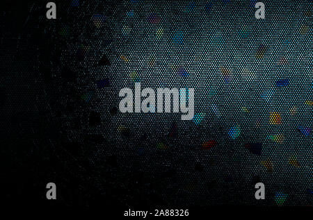 Il mosaico di vetro colorato sfondo astratto. Le vetrate colorate texture. Modello di vetro irregolare su sfondo scuro. Opera d'arte per l'interior design. Foto Stock