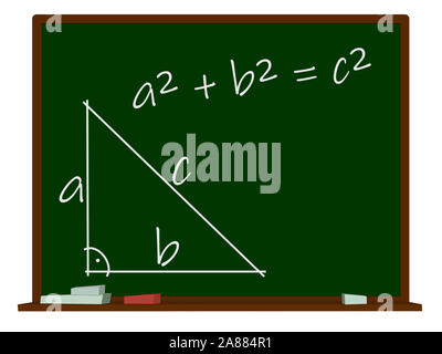 Scuola di Blackboard, teorema di Pitagora, illustrazione Foto Stock