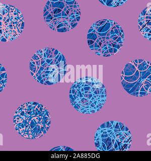 La vibrante rosa e viola vettore seamless pattern con cerchi testurizzata Illustrazione Vettoriale