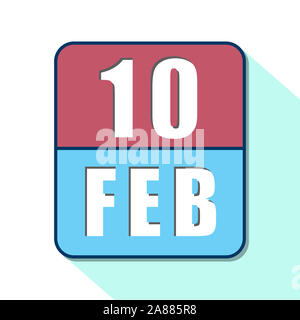 Febbraio 10th. Il giorno 10 del mese, semplice icona del calendario su sfondo bianco. Pianificazione. La gestione del tempo. Set di icone del calendario per il web design. inverno mont Foto Stock