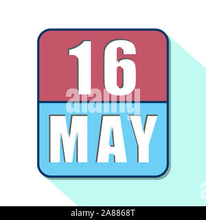 Il 16 maggio. Giorno 16 del mese, semplice icona del calendario su sfondo bianco. Pianificazione. La gestione del tempo. Set di icone del calendario per il web design. Mese di primavera, da Foto Stock