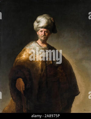 Rembrandt van Rijn, uomo in costume orientale, (nobile) slavi, ritratto dipinto, 1632 Foto Stock