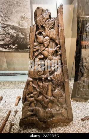 Parti originali della prua di una nave vichinga. Museo della Nave Vichinga a Bygdoy. Oslo, Norvegia Foto Stock