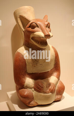 Ceramica Moche Fox vaso Mochica periodo classico 1-800 DC Foto Stock