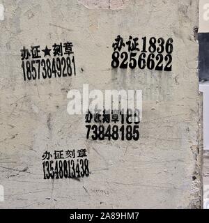 Murata e intavolato case nella Città Vecchia Shanghai Foto Stock