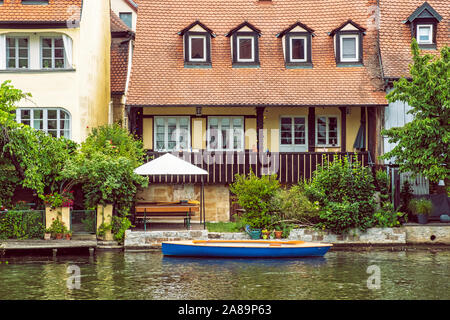 Distretto di pesca la piccola Venezia di Bamberg, Baviera, Germania. Destinazione di viaggio. Tema architettonico. Foto Stock